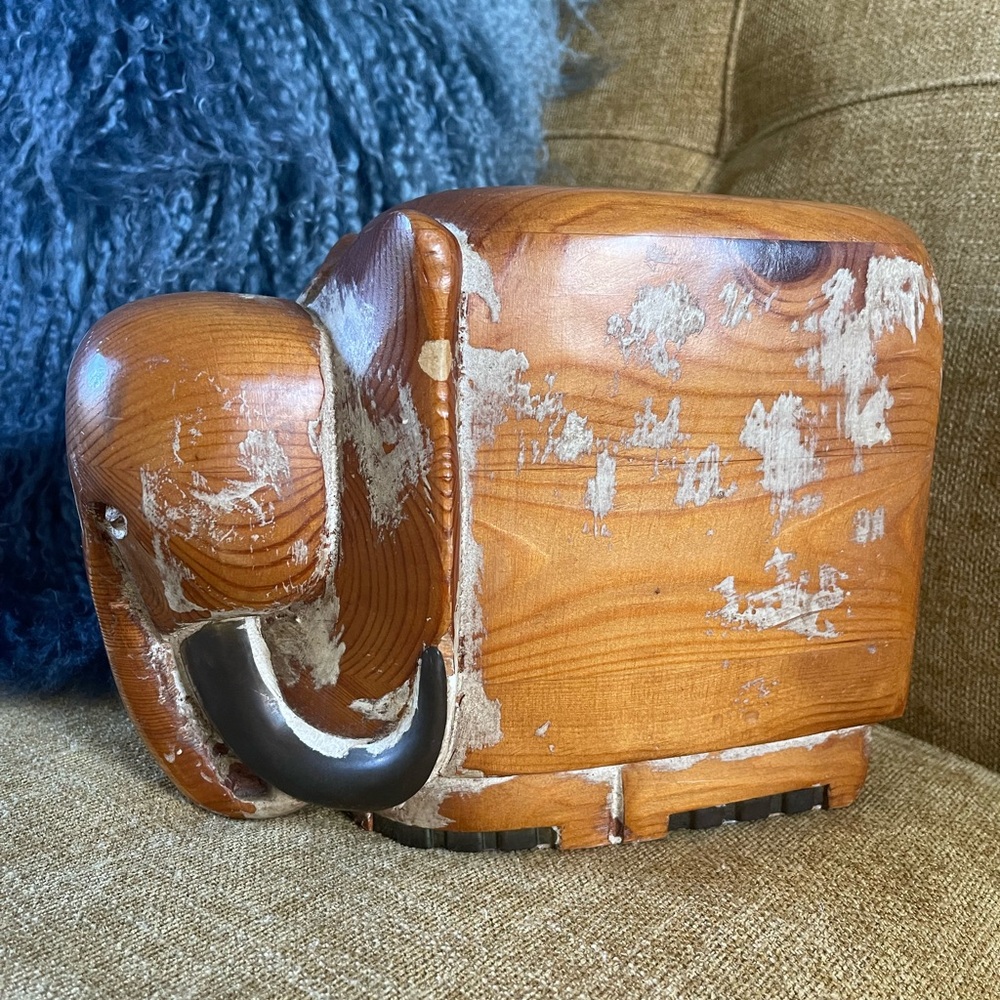 Vintage Boho Carved Wood and Brass
Elephant  beautiful unique piece (best offer)